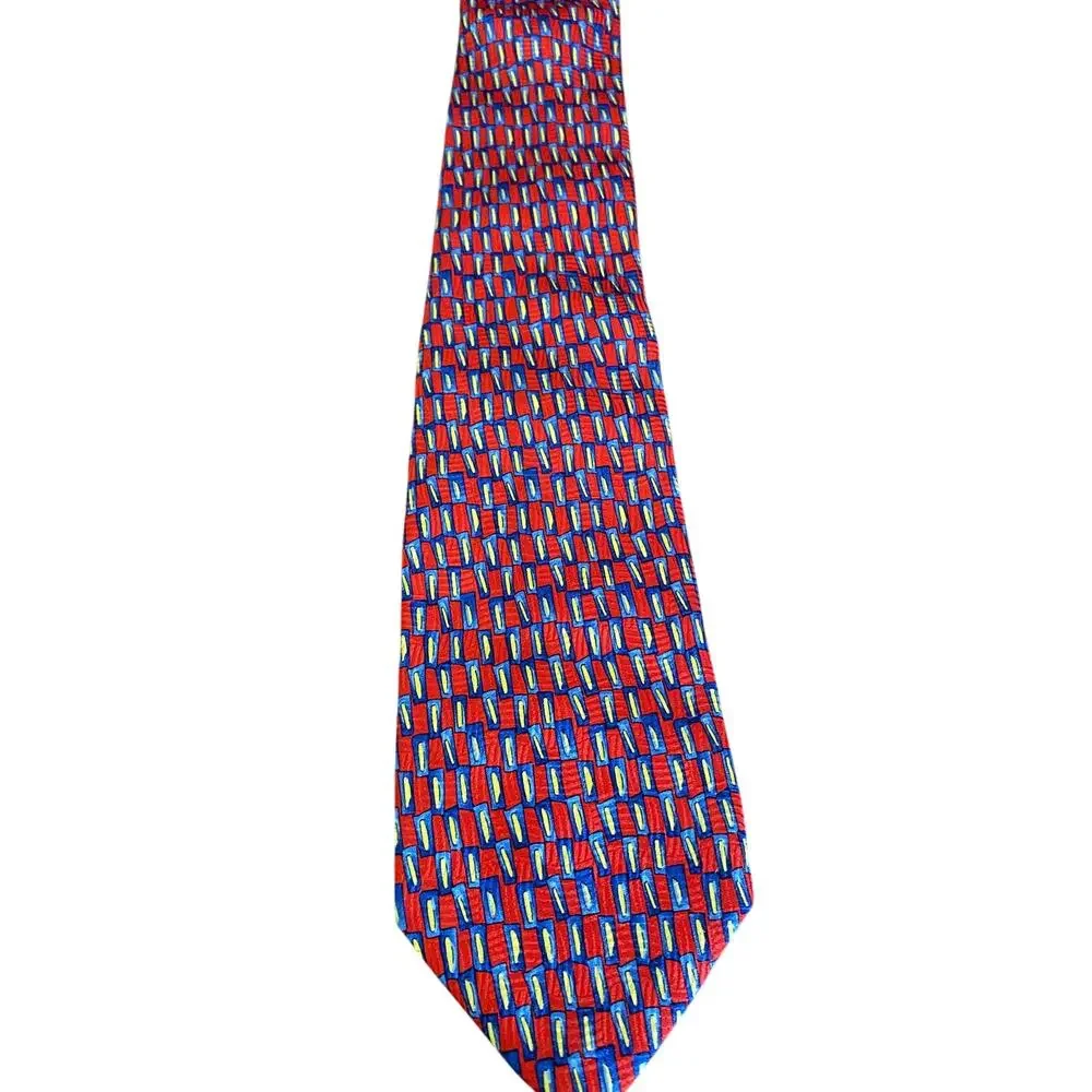 Robert Talbott Nordstrom‎ Red Geometric Silk Tie Made In USA